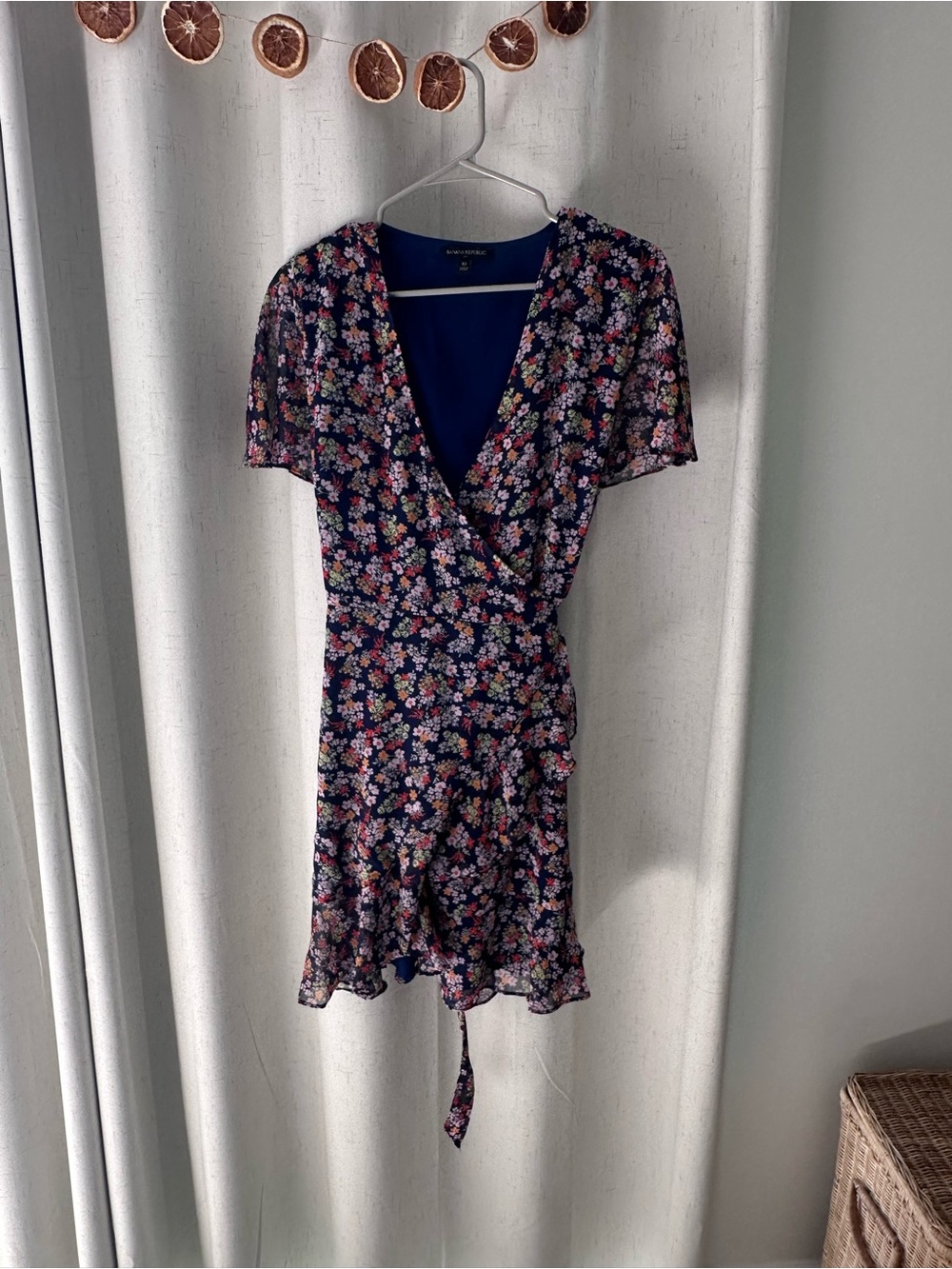 Banana Republic Navy Floral Wrap Dress